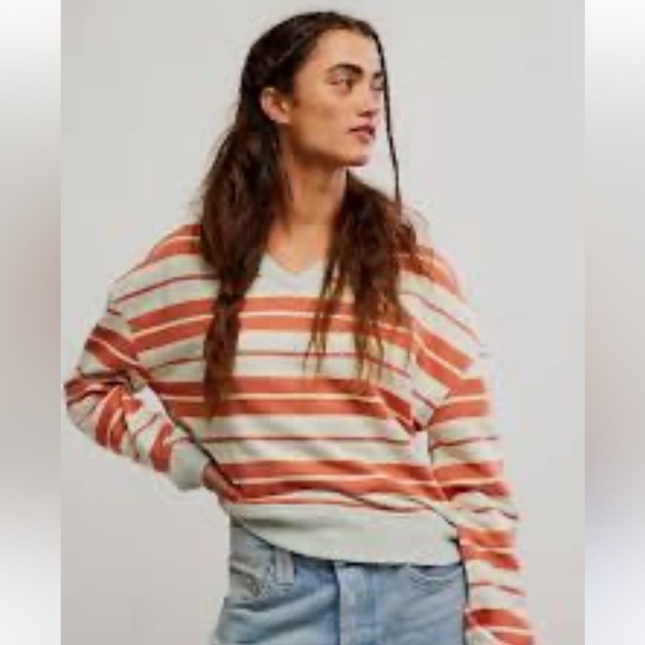 Free People Sweaters - Free People Oversized Striped Pullover Sweatshirt Sweater Size Medium